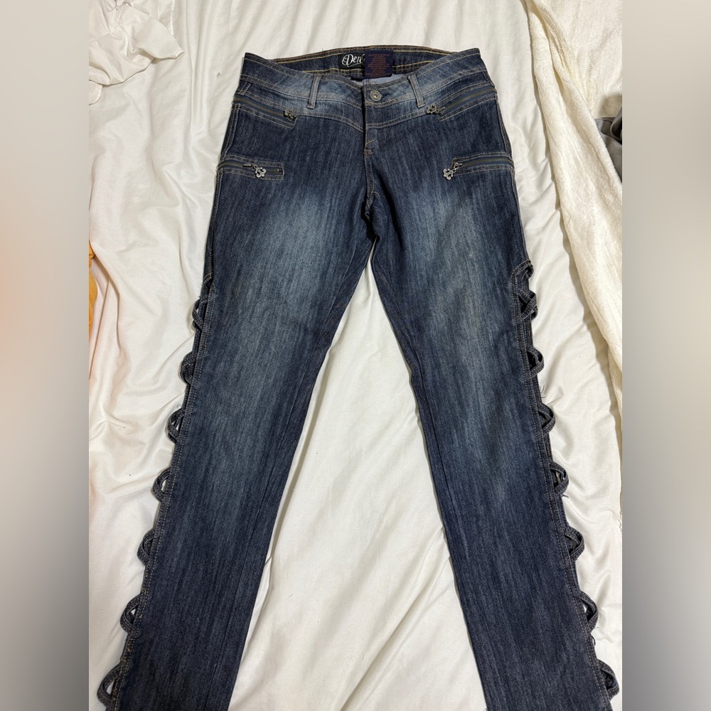 Dereon Y2K embellished cutout jeans with charms
